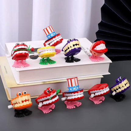 Jumping Teeth Gift Novelty Clock Toy Fun Christmas Halloween Children's Clockwork Toy Plastic Jumping Teeth Dental Dentist Gift