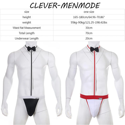 Novelty Sexy Men's Mankini Thong Underwear Erotic Lingerie Waiter Costume Suspender Bodysuit Tie Teddies
