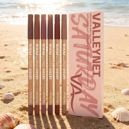 6Pcs Lipliner Set Ultra Fine Wood Lip Liner Set - Velvety Silky Waterproof Matte Long-Lasting 18 Colors Lip Makeup