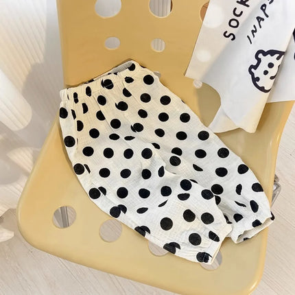 Kids Trousers Baby Summer Korean Bottoms Girls Cartoon Muslin Bloomer Children Casual Elastic Waist Playwear Fashion Clothing
