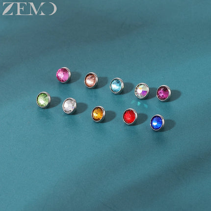 ZEMO 1 Piece 16G Stainless Steel Dermal Anchor Top 3MM/4MM Colorful CZ Crystal Micro Skin Diver Piercings Surface Body Piercing
