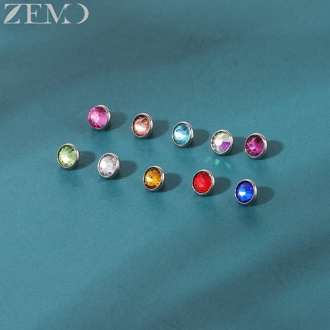ZEMO 1 Piece 16G Stainless Steel Dermal Anchor Top 3MM/4MM Colorful CZ Crystal Micro Skin Diver Piercings Surface Body Piercing