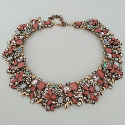 2025 New Fashion Crystal Rhinestones Large Collar Choker Necklace Earrings Women Jewelry Sets Indian Statement Wedding Necklace