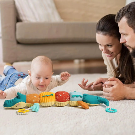 Tummy Time Toys 0-24 Months Baby Musical Stuffed Animal Infant Ruler Design Rattle and Multi-Textures Newborn Toys for Babies