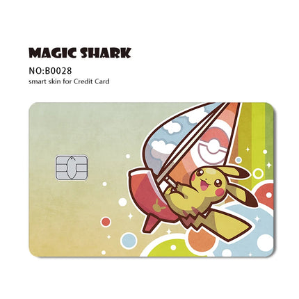 Maigc Shark Cute Pokemons Mewtwo Eevee Pikachu Gengar Sticker Film Cover for Debit Credit Card No Fade
