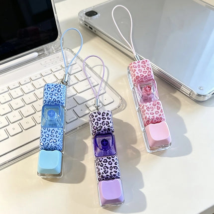 4-Key Polka Dot Keychain Pendant Fidget Stress Releasing Decompression Keychain Press Keyboard Button Keycap Bags Charm Pendant