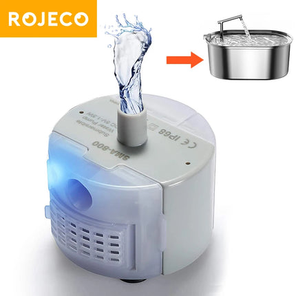 ROJECO Water Pump For Stainless Steel Cat Water Fountain Pet Drinking Fountain Water Pump For Cat Drinker Dispenser Replacement