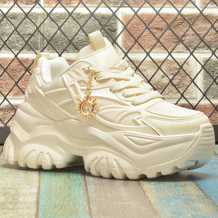 Women's four seasons fashion casual non-slip platform booster sports shoes women's high water platform pure white high heels