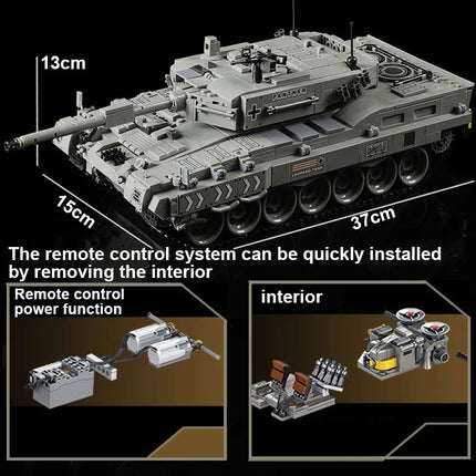 1818 Piece Bricks Technical RC Leopard 2A6 Main Battle Tank Military Building Blocks Boy Birthday Gifts Remote Control Car Toys