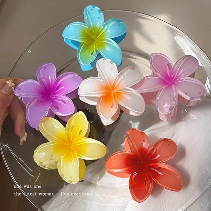 Bohemian Flower Hair Claw Clip For Women Sweet Floral Hair Claws Crab Clamp Barrettes Hawaiian Headwear Beach Accessories Girl