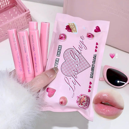 MAGIC CASA Five-Piece Pearl Shimmer Lip Gloss Set Plumping Lip Contour Collection Moisturizing Long-Lasting Lip Color Set