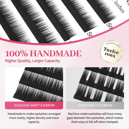 XIUSUZAKI No Curl Straight Curvate False Eyebrow Extensions Individual Volume Natural Soft Eyelash I Curl Graft Eyebrow Tools