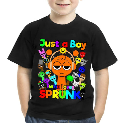 Summer Game Sprunki Incredibox Cartoon Print Cotton Kids T-Shirts Boys Casual Short Sleeve Baby Girls Clothes Children Tee Tops