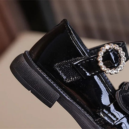 Crystal Girls Flats Shoes Kids Leather Shoes Baby Toddler Anti-Slippery Casual Footwear Child Single Shoes Infant First Walkers