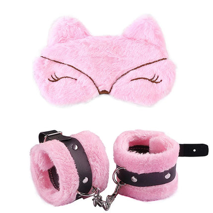New 1Pc/set Handcuffs Adjustable PU Leather Plush Blindfold Masks Restraints Bondage Anal Plug Sex Toy For Women Adults Games
