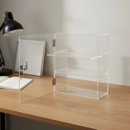 Locking Acrylic Display Case Lockable Clear Display Case 3 Tier Clear Storage Cabinet Removable Shelves for Display