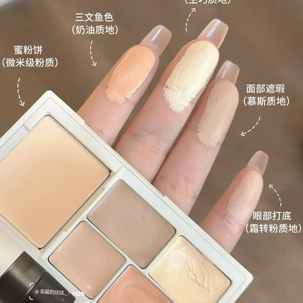 INSBAHA 5 Color Concealer Brightening Acne Mark Dark Eye Circles Tears Furrow Permanent Facial Concealer Setting Powder Plate