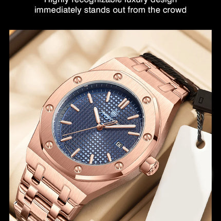 PAAZOMU Original Luxury Men's Watches Date Chronograph Stainless Steel Quartz Watch Waterproof Luminous Fashion Man Wristwatch