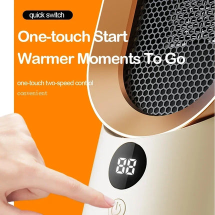 800W Portable Electric Heater Two-speed Temperature Adjustable PTC Ceramic Heater for Winter Bedroom Office Dormitory Heating