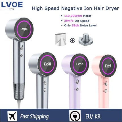1600W High Speed Hair Dryer Smart Leafless Home Hairdryers Fast Drying High Power Low Noise Negative Ionic Hair Shop Blow Dryer