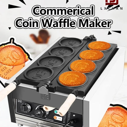 HomeWise Electric Waffle Maker Gold Coin Waffle Maker Gold Coin Pattern Waffle Maker Gold Coin Mold Snack Machine 110V 220V