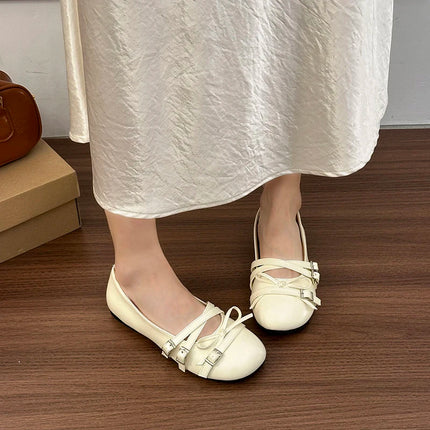 Silver Women Ballet Flats Comfortable Round Toe Shallow Shoes 2026 New Spring Autumn Vintage Ladies Dress Mary Jane Shoes