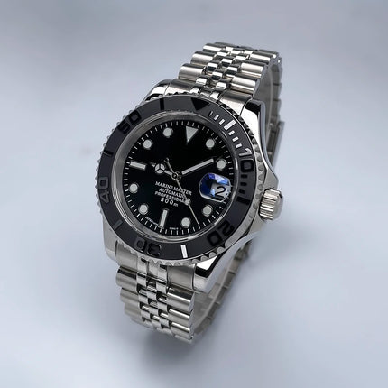 YM Style 40mm Mens Wristwatch, Bidirectional Rotate Bezel, Luminous Dial & Sapphire Crystal, Jubilee Bracelet for NH35 Movement