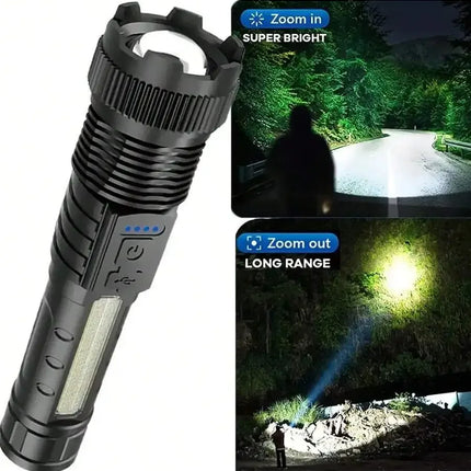 2PCS Tactical Flashlight 2500 Lumens - USB C Rechargeable, 7 Modes Super Bright LED Flashlight For Camping, Hiking