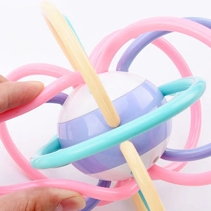 Baby Manhattan Grab Ball Sensory Teether And Rattle Toy Infant Bed Rattle Ball 0-3 Year Toddlers Soft Teether Silicone Ball Toy
