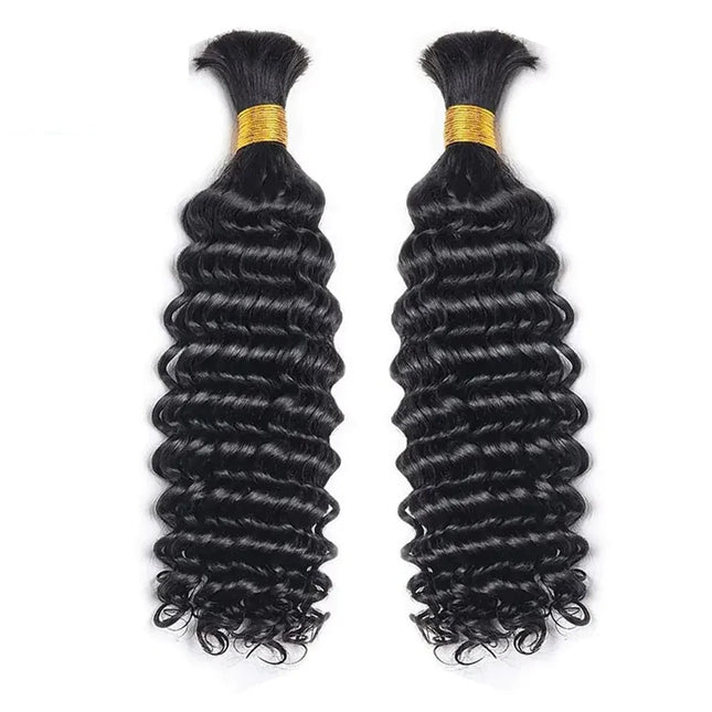 Bulk Braiding Hair Human Hair Deep Wave Unprocessed No Weft Boho Braids Human Hair Bulk Extensions Brazilian Remy Hair