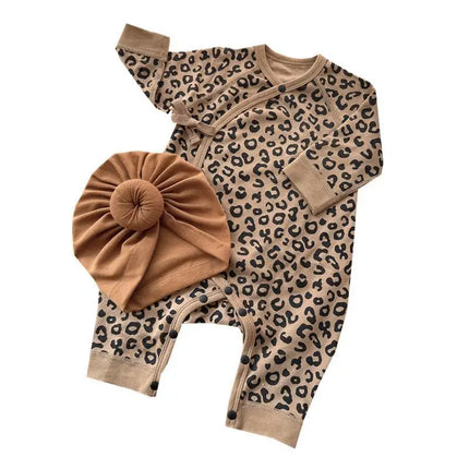 Autumn Clothes Leopard Rompers for Boys Girls Children's Clothes Newborns 0-3 Months Baby Spring Kids Monk Clothes(No Hats)