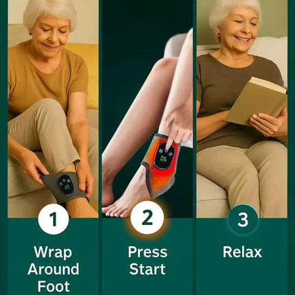 Emeka 3-in-1 Electric Ankle Massager 5 Level Heating Vibration for Eliminate Foot Pain Swelling Poor Circulation Brace Massager