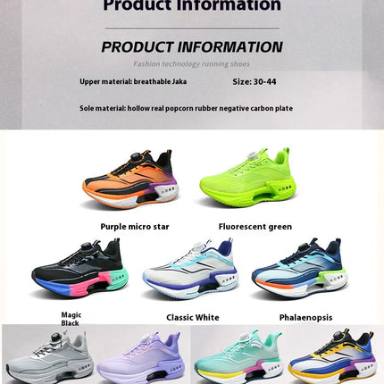 Family carbon plate running shoes for Boys Big Boys Student rotating button Technology TPU+ Popcorn high pop sneakers for girls