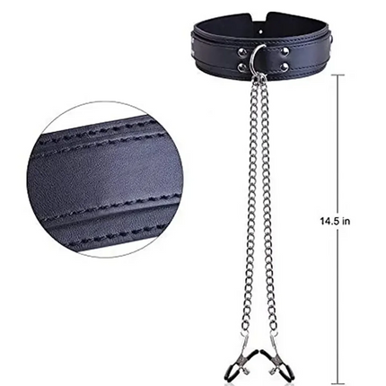 Sexy Leather Choker Collar With Nipple Clamp Breast Clip Chain SM Bondage Couple SM Sex Toys For Woman Erotic Tools Adult Games