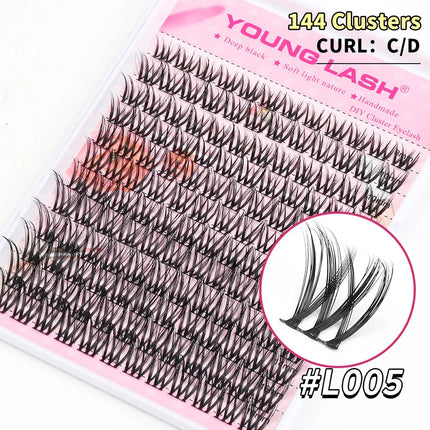 YOUNG LASH DIY Eyelashes Extensions Kit 144 Clusters Lash Mix Segmented Individual Eyelashes Russian Volume Supplies wholesale