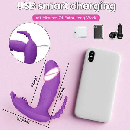 3 In 1 Wearable Panty Vibrator Dildo Sex Toy Masturbator G-Spot Clitoral Stimulator Massager for Female Couples Adults 18+