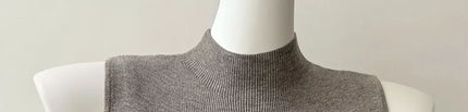 Korean Sle Knitted Vest Women's Base Layer Tank Top Svel f High Collar Spring Autumn Winter Inner And Outer Wear