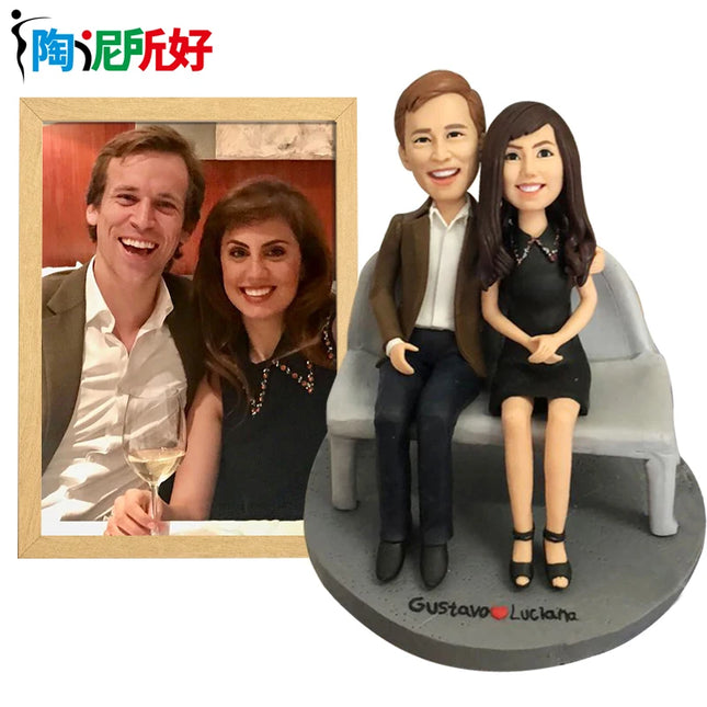 Custom Handmade Bobblehead Sculpture Figurines - Personalized Polymer Clay Doll from Your Photo - Wedding Anniversary Gifts for Wife