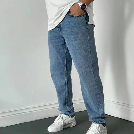2025 New Business Men's Jeans Casual Straight Stretch Fashion Classic Blue Black Work Denim Trousers Male Brand Clothing S-3XL