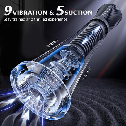 Automatic Male Masturbator Vibrating Vacuum Sucking Machine Transparent Penis Pump Kit with 6 Penis Rings Sex Toy for Men