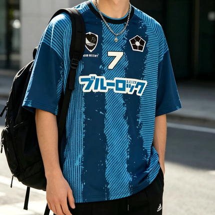 Blue Lock Japan Anime 3D Print Sports Quick-dry Breathable Men T-shirt Outdoor Football Jersey Harajuku Short-sleeve Clothing