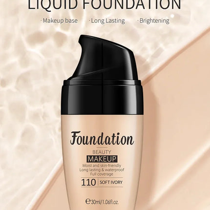 30ml Liquid Foundation Waterproof Makeup High Coverage Concealer Long-lasting Cover Dark Circle Brighten Matte BB Cream Cosmetic