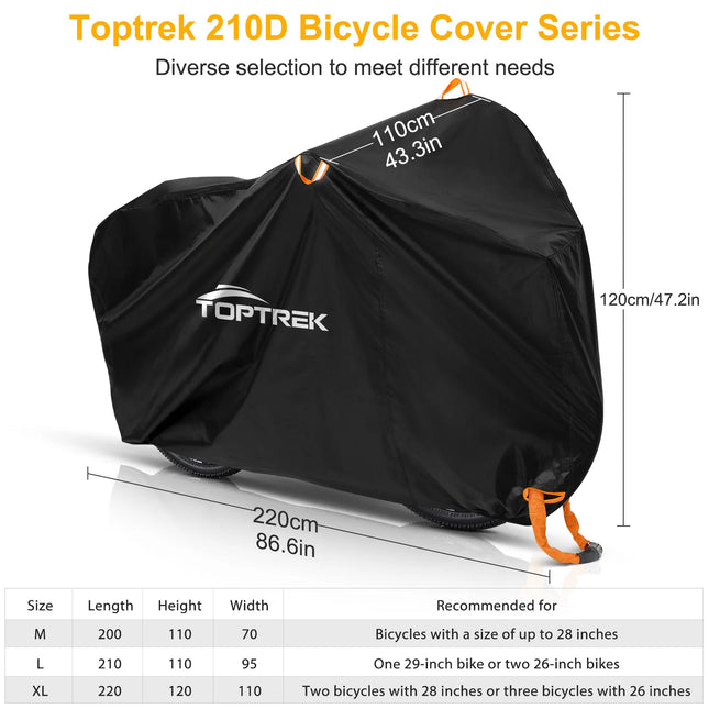 Toptrek Bicycle Cover Waterproof Protect Covers Outdoor Anti-UV Bikes Cover Rain Snow Windproof MTB Shed Dirt Bike Accessories