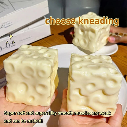 Taba Squishy  Cheese Cube Stress Ball Shapeable Squeeze Ball Non Rebound Sensory Fidget Toys for Kids and Adults Relaxing Gifts