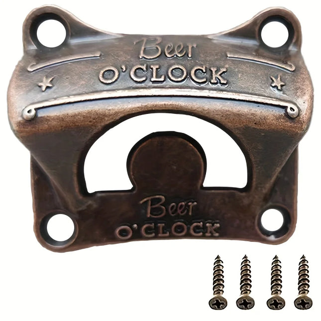 1/5/10pcs"Beer O' Clock" Bottle Opener Wall Mounted Retro BBQ DIY Solid Beer Opener Tools Bar Decorative  Opener Kitchen Gadgets