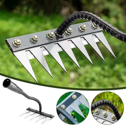 5/6/7/8 Teeth Carbon Steel Garden Hand Rake Farm Tool Weeding Scarifier Agricultural Nail Harrow Metal Harrow Garden WeedingTool