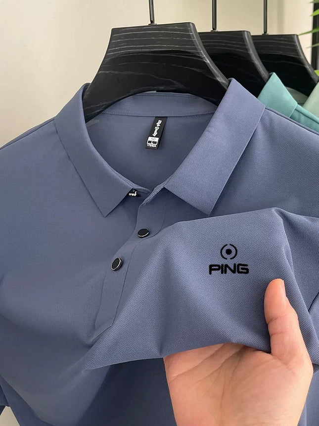 Summer polo shirt fashionable printed short sleeved men's top high-end brand casual and comfortable solid color lapel T-shirt