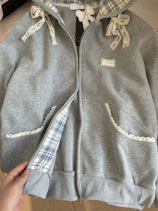 Versatile New Street Hooded Sense of Design Jacket Women Fashion Pullover Sweatshirt Harajuku Unisex Oversized Hoodie Coat Trend
