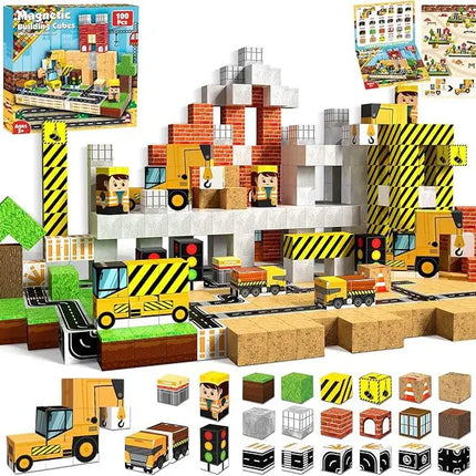 Magnetic Building Blocks Mine World Magnet Cube for Stacking Construction Set Educate Sensory Toys Kids Boys Girls Ages 3+ DIY