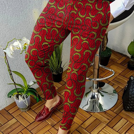 Spring Retro Pattern Print Straight Long Pants Men Casual Business Mid Waist Zipper Suit Trousers Mens Autumn Fashion Streetwear